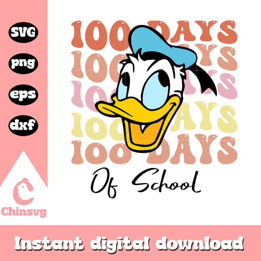 Donald duck 100 days of school svg, disney school svg, school svg