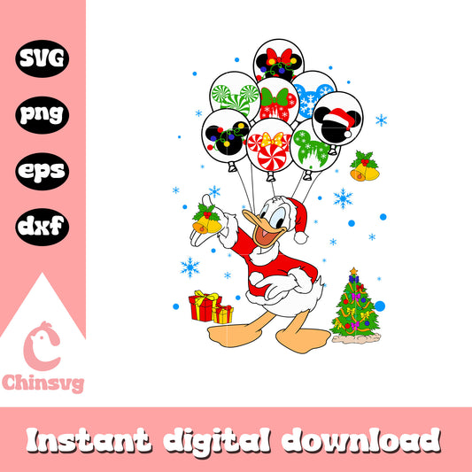 Donald duck christmas balloon svg, disney christmas days svg