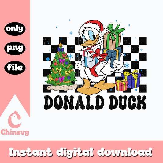 Donald duck christmas present png, donald duck png, christmas png