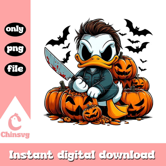 Donald duck disney halloween design png, disney pumpkins png