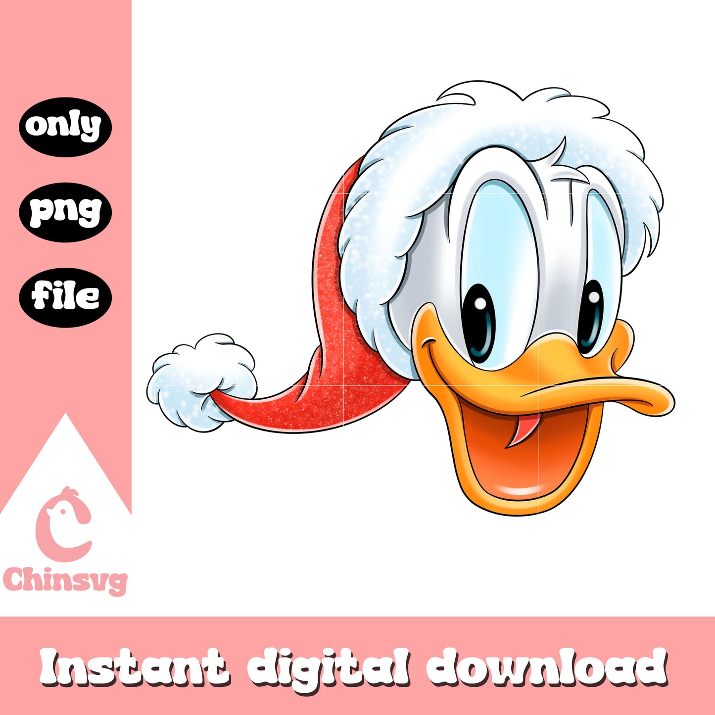 Donald duck disney head christmas design png, donald duck christmas png