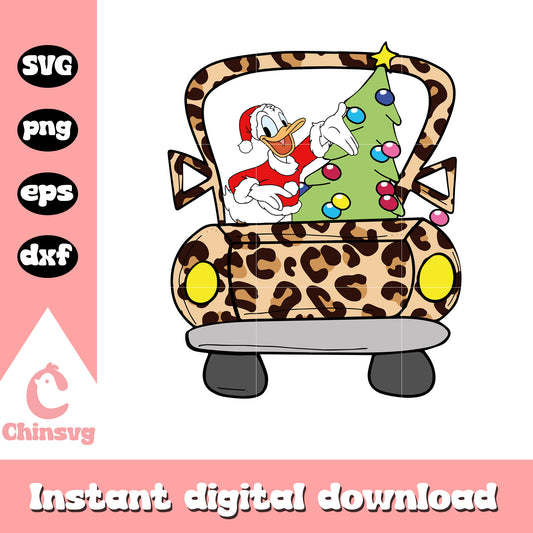 Donald duck drive  christmas tree svg, disney christmas cruise svg