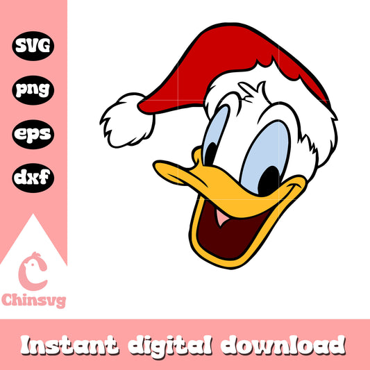 Donald duck face santa hat svg, donald duck christmas​ svg