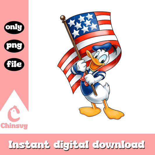 Donald duck hold america flag png, donald duck 4th of july png