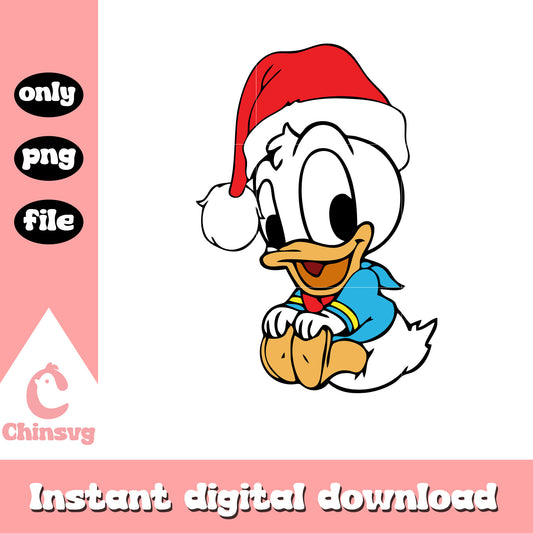 Donald duck santa hat christmas png, christmas donald duck​ png