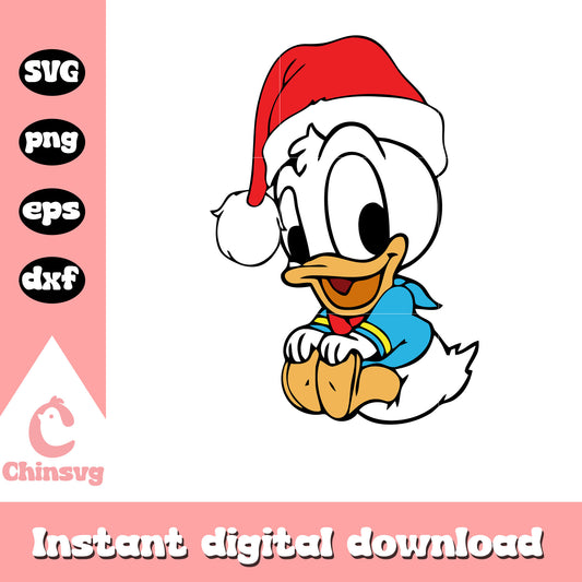 Donald duck santa hat christmas svg, christmas donald duck​ svg