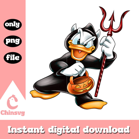 Donald halloween design png, donald duck disney png, halloween png