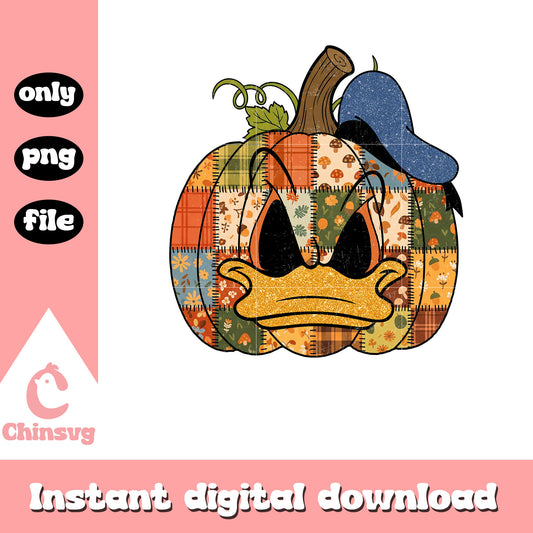 Donald halloween pumpkin patchwork png, donald disney png