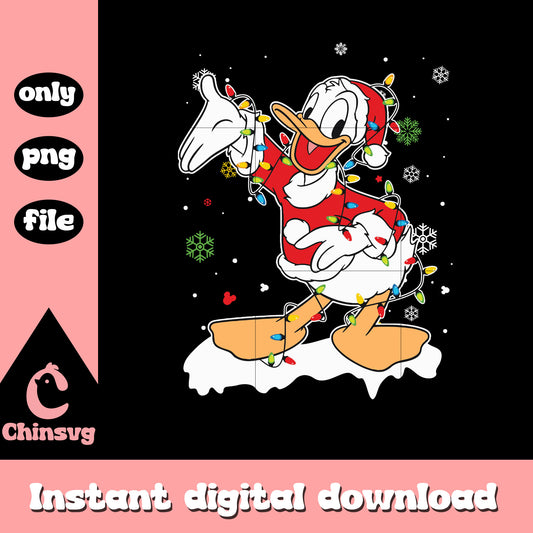 Donald hand christmas lights snowflake png, donald character png
