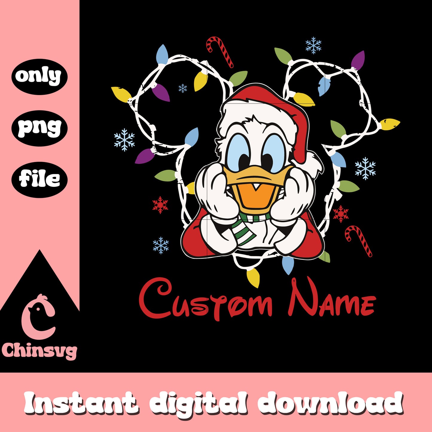 Donald santa claus custom name png, donald duck png