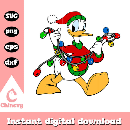 Donlad duck christmas lights design svg, disney days of christmas svg