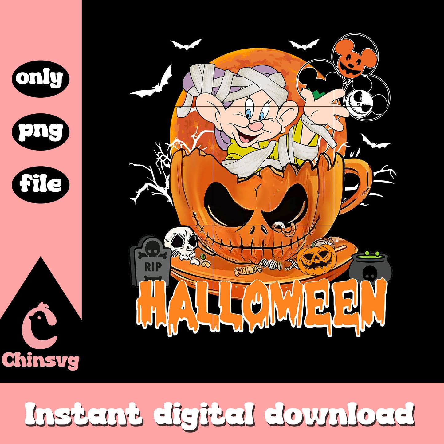 Dopey disney in horror cup design png, dopey snow white png