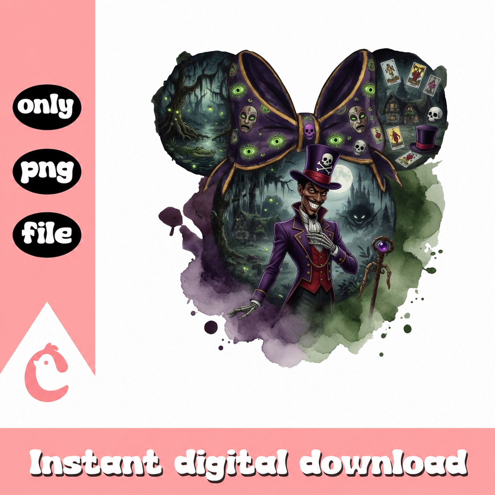 Dr Facilier Mickey Ears PNG, Disney Villain PNG, Halloween PNG