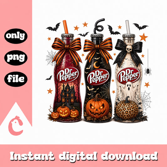 Dr Pepper Halloween PNG, Spooky Soda Bottle, Halloween PNG