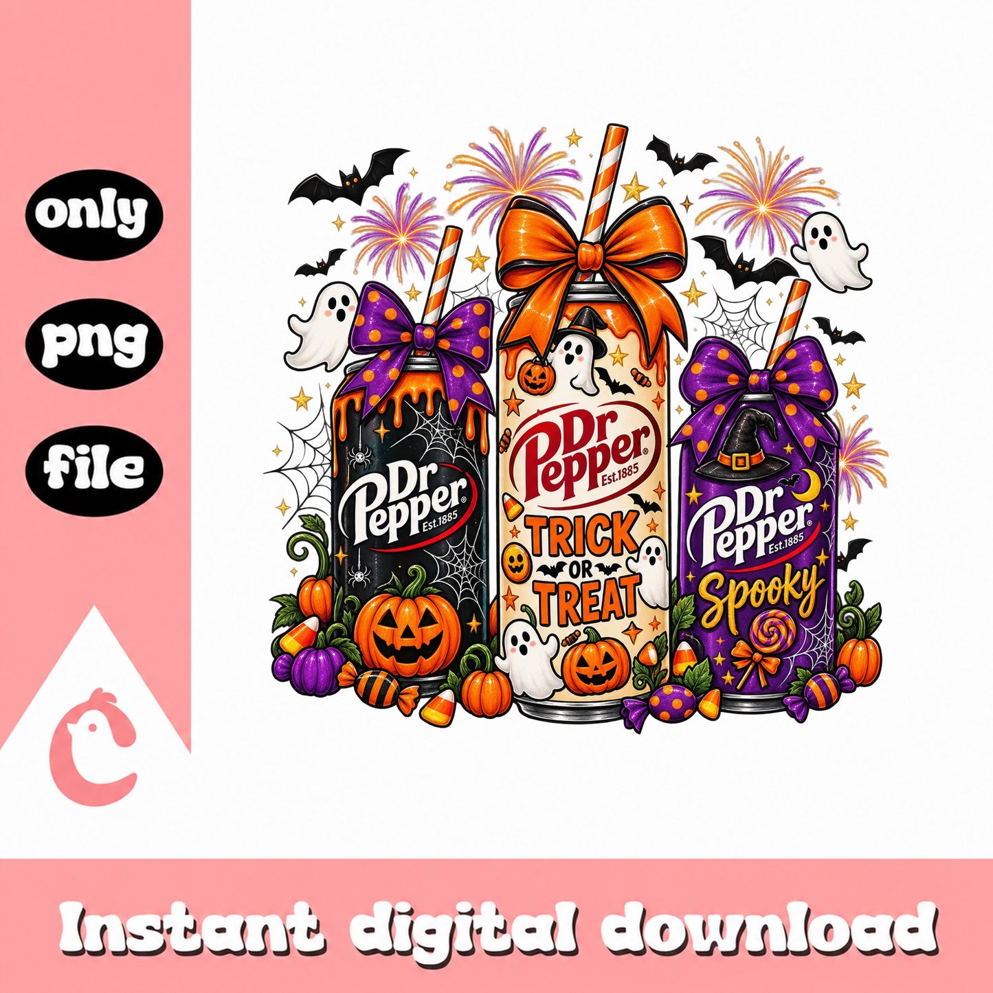 Dr Pepper Halloween PNG, Trick Or Treat Tumbler Wrap, Spooky PNG