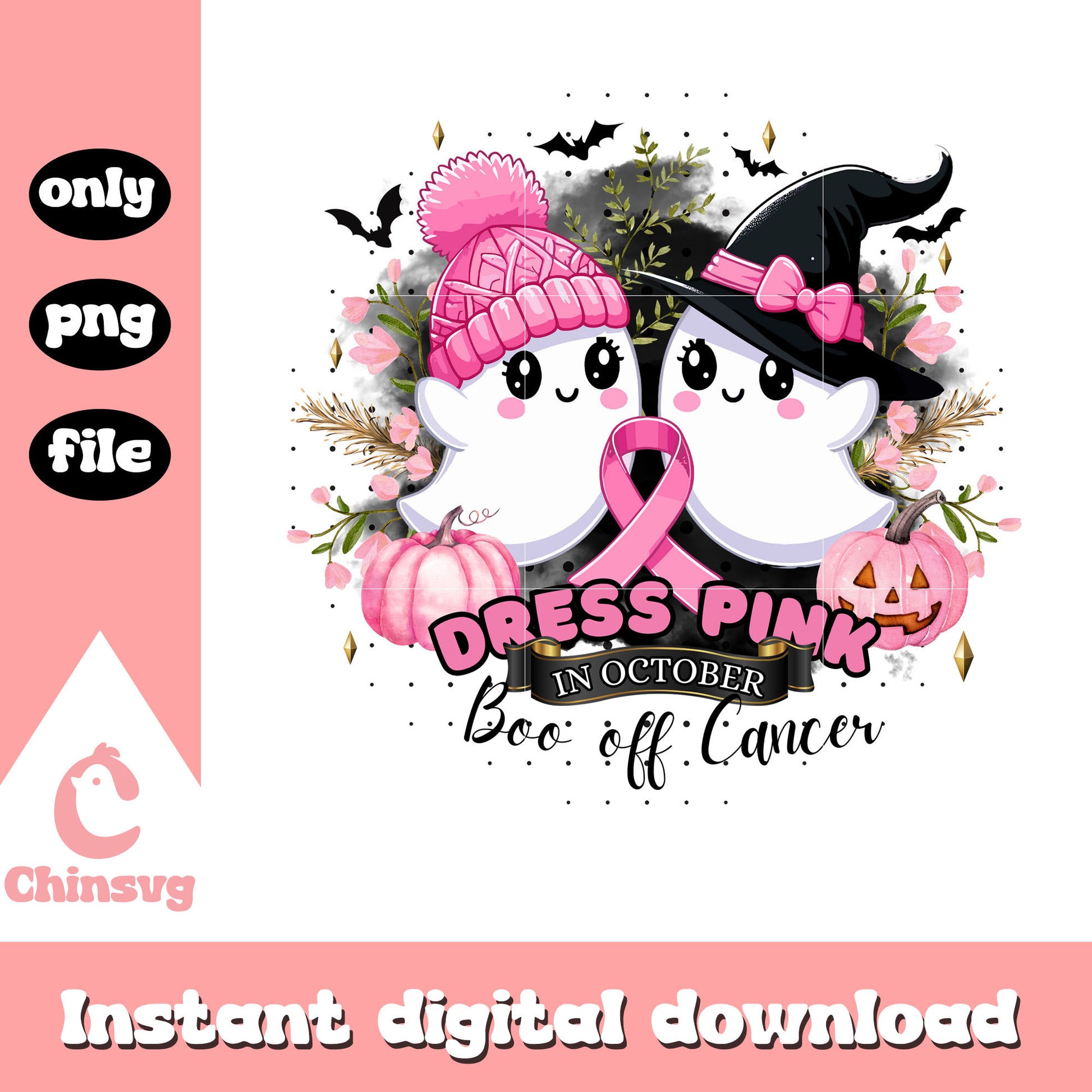 Dress pink in october boo off cancer png, autism awereness png