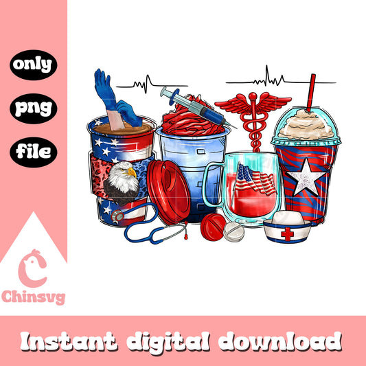 Drinking america independence day png, medical independence day png