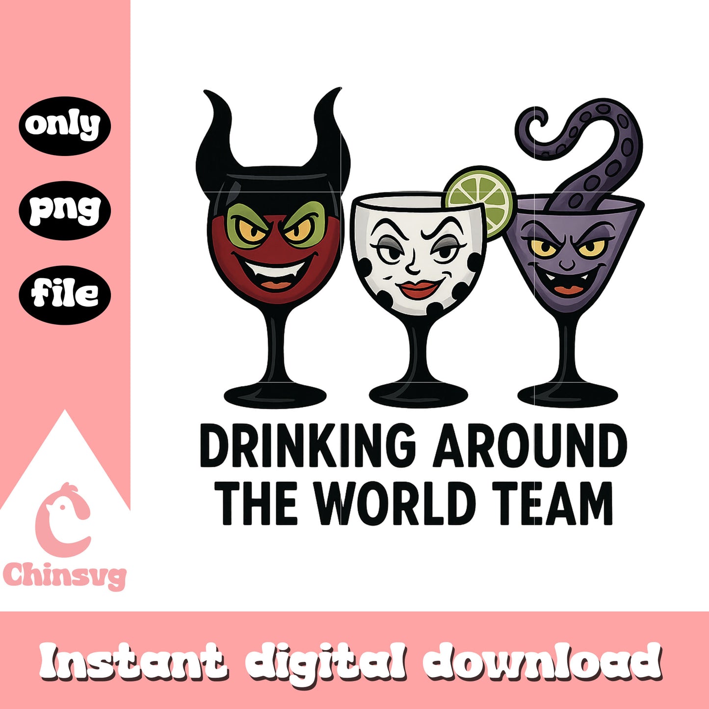 Drinking around the world team cups art png, halloween day png