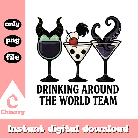 Drinking around the world team png, halloween decoration png