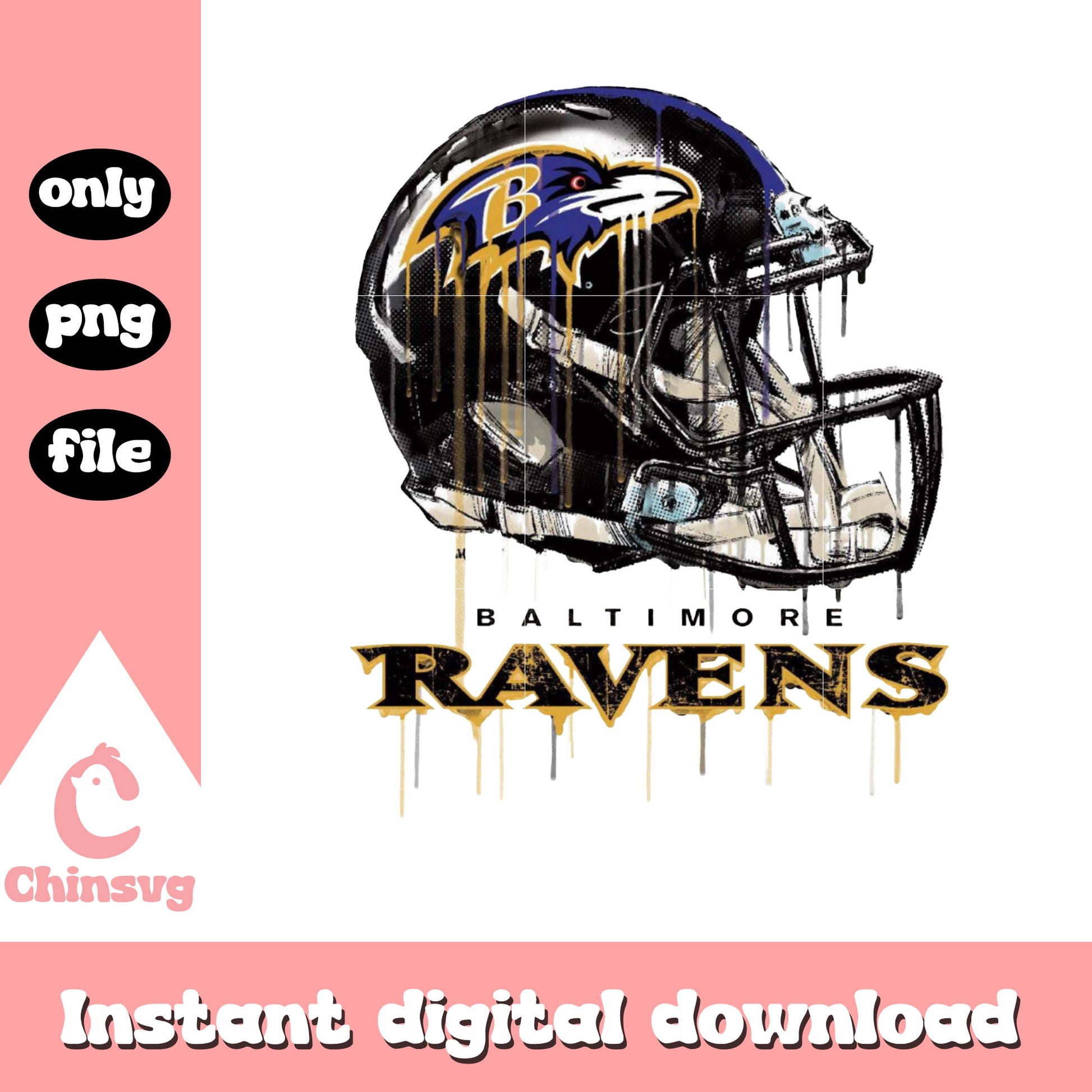 Drip aart Baltimore Ravens helmet png, Baltimore Ravens nfl png