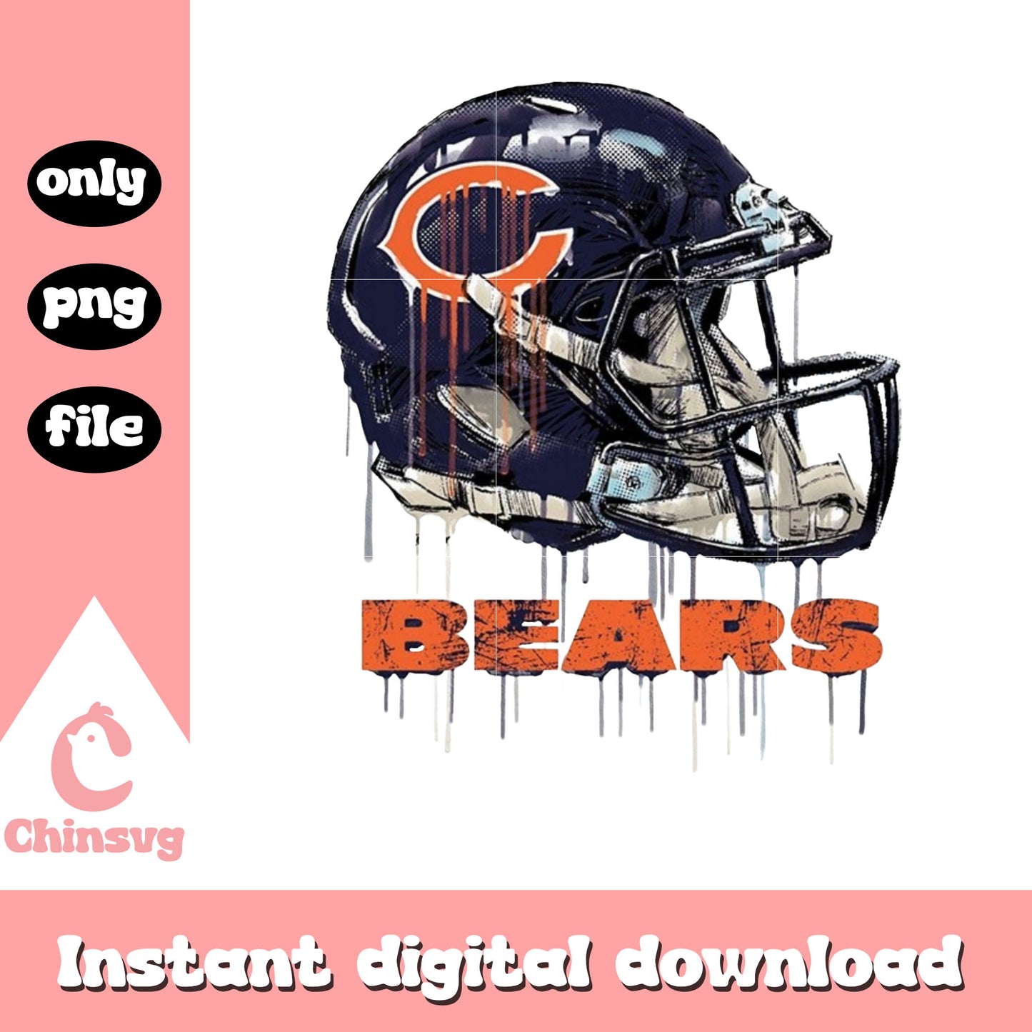 Dripping helmet Chicago Bears team png, Chicago Bears nfl png