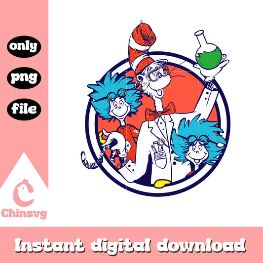 Dr seuss characters science png, dr seuss day png, science png