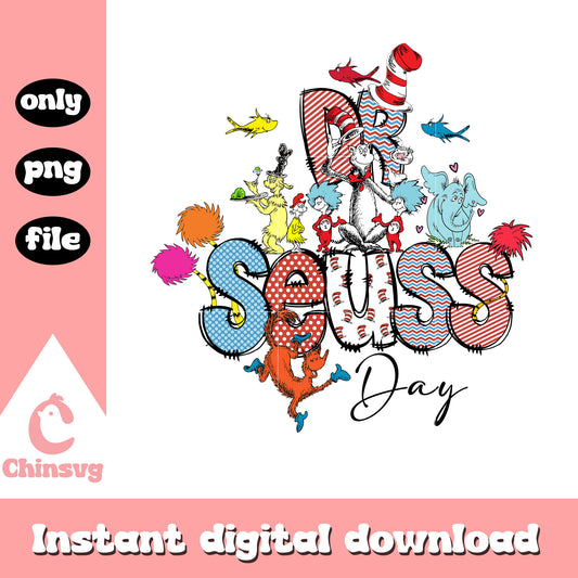 Dr seuss day font design png, dr seuss characters png, cartoon png