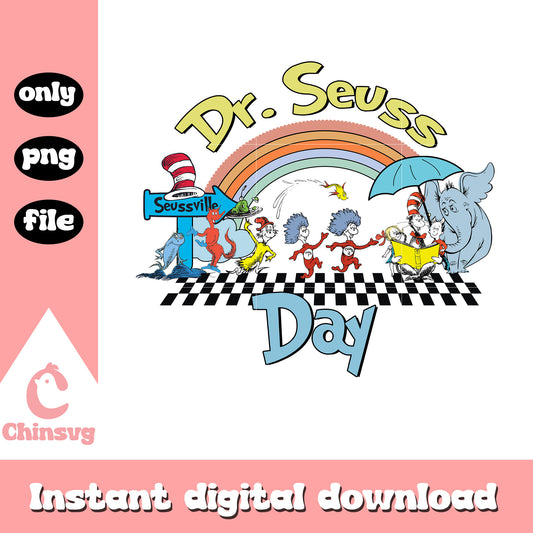 Dr seuss day vintage rainbow png, dr seuss day png, cartoon png
