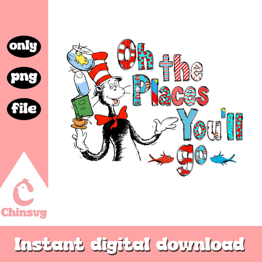 Dr seuss the places you will go png, font design png, the cat png