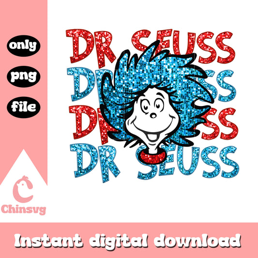 Dr seuss thing glitter png, thing character png, cartoon png