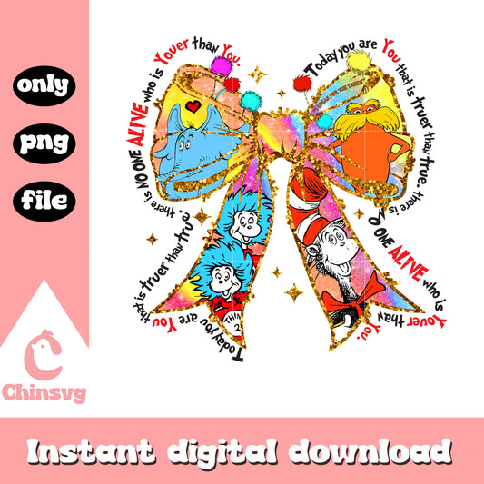 Dr seuss vintage bow quote design png, dr seuss quote png