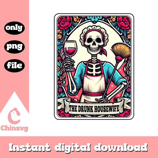 Drunk housewife tarot card png, human skeleton png, tarot cards png
