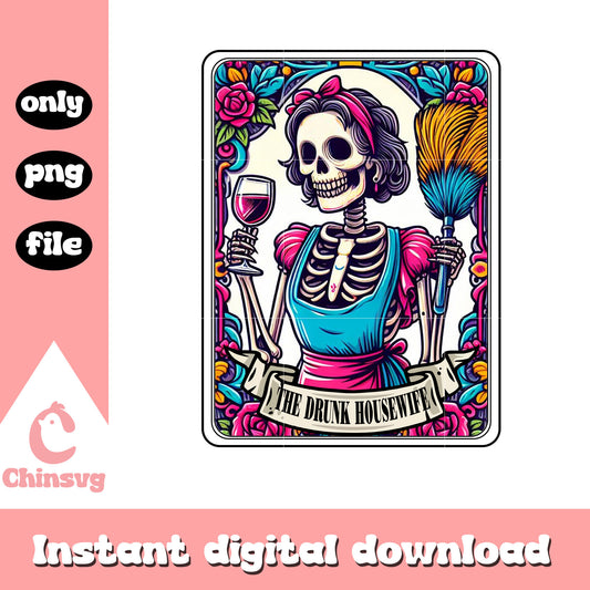 Drunk housewife tarot card png, tarot card generator png