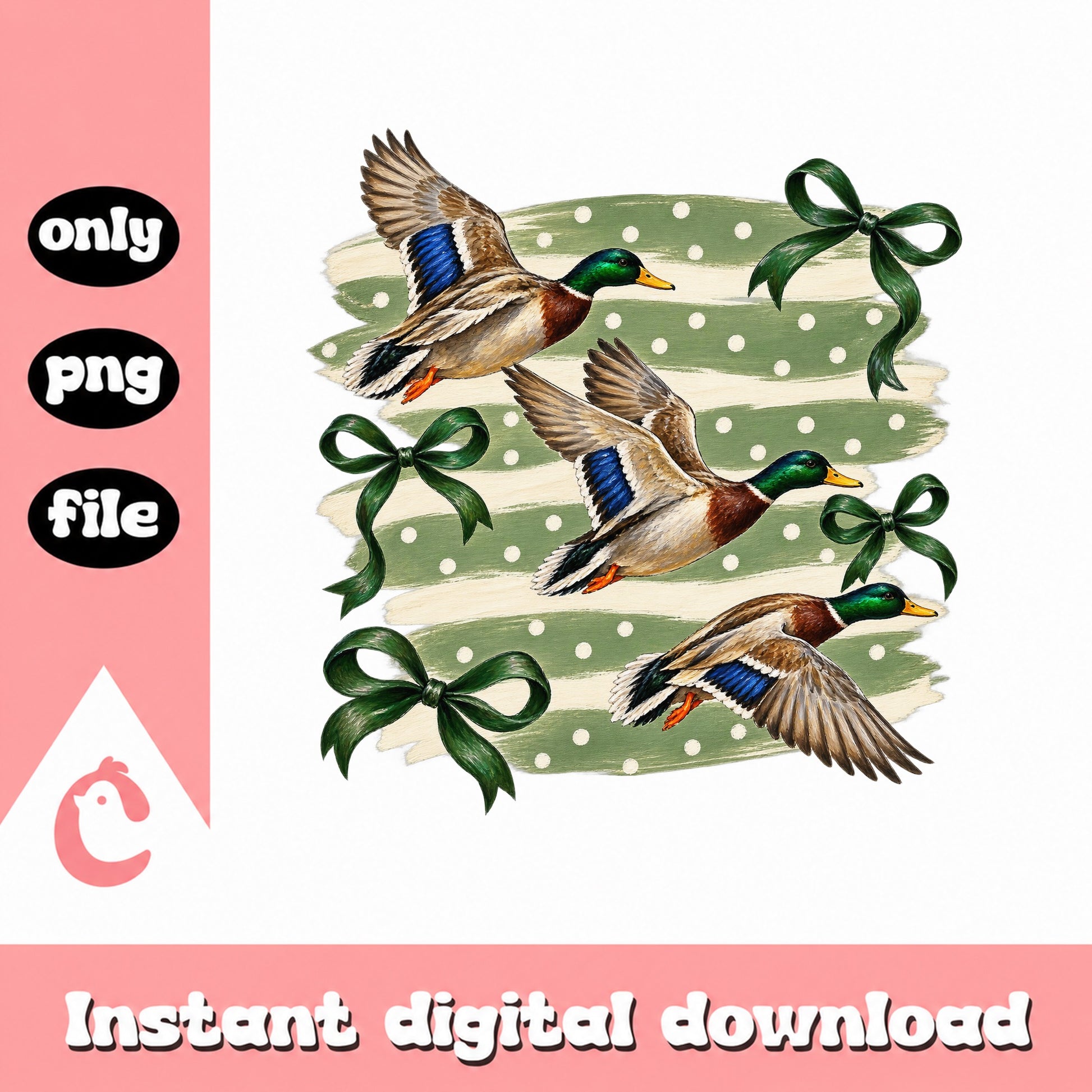 Duck Christmas Flag PNG, Holiday Duck Clipart, Sublimation PNG
