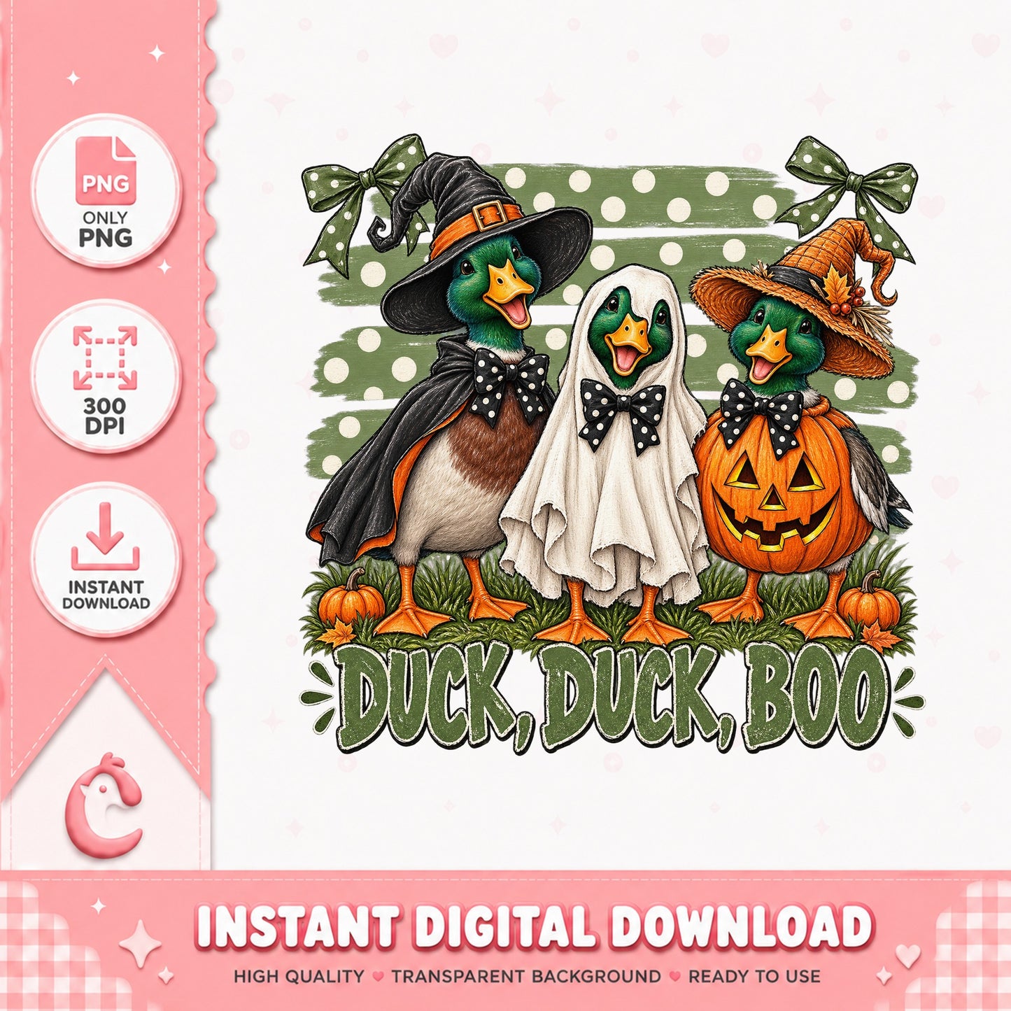 Duck Duck Boo Halloween PNG, Funny Duck Clipart, Halloween PNG