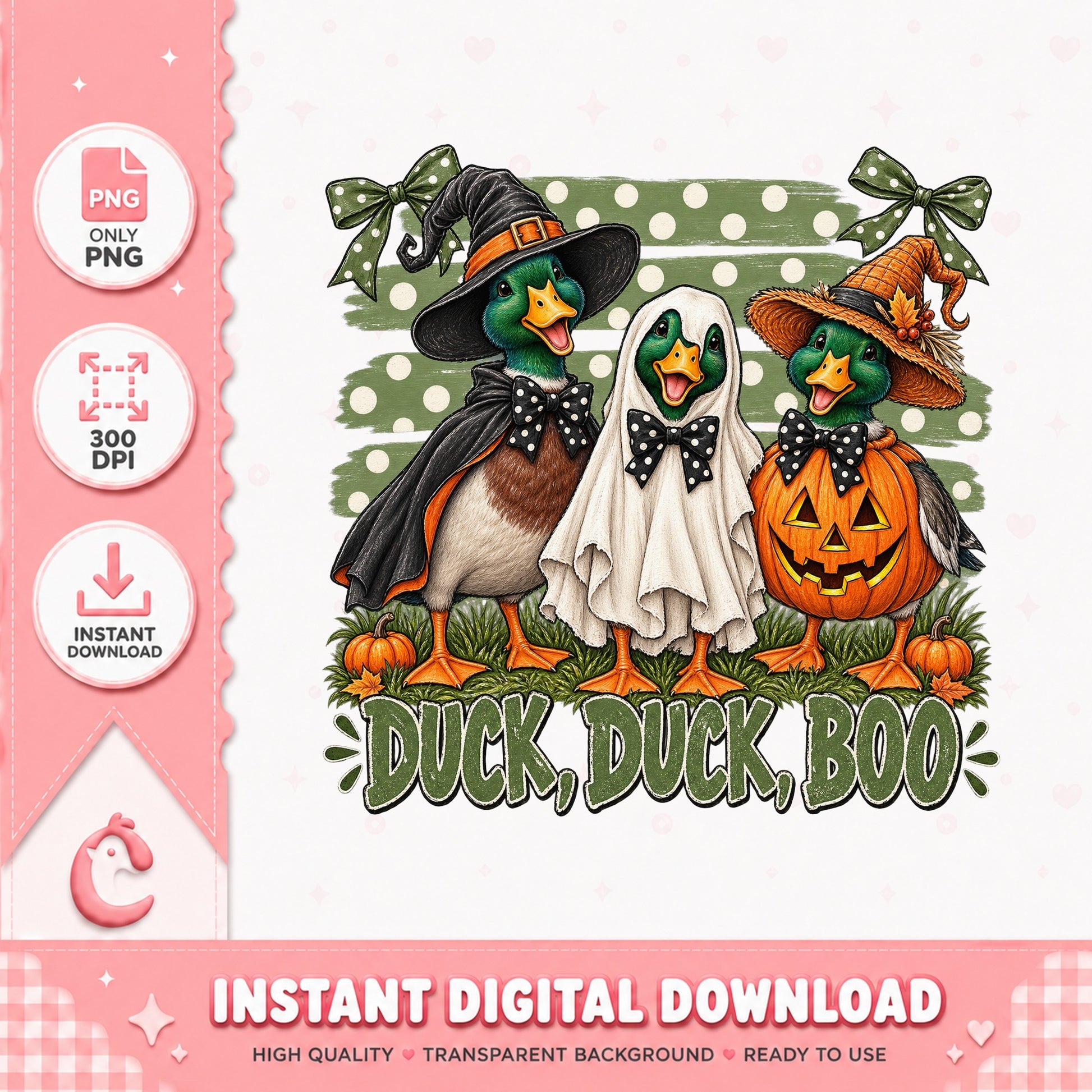 Duck Duck Boo Halloween PNG, Funny Duck Clipart, Halloween PNG