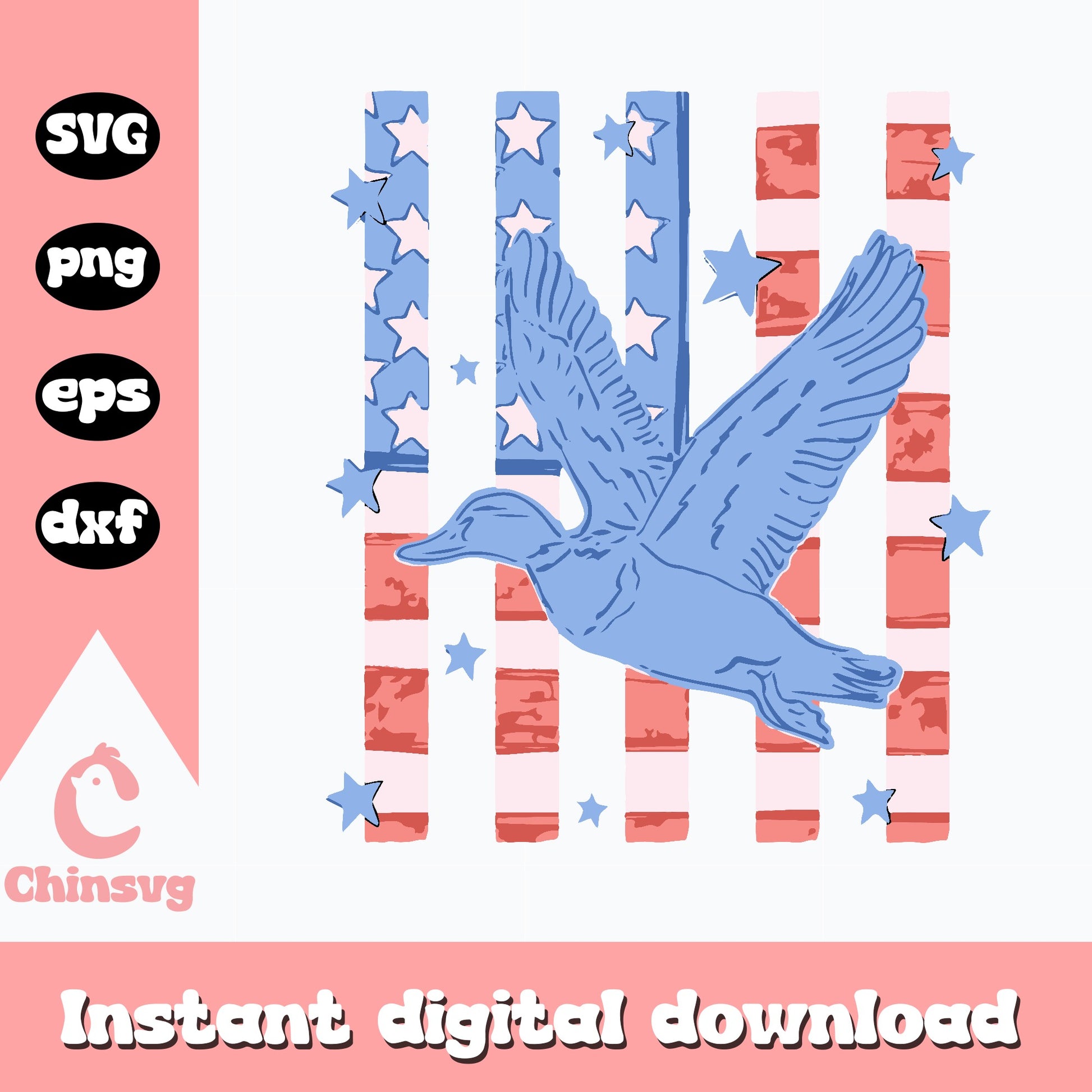 Duck Hunting American Flag SVG, 4th Of July SVG PNG, Patriotic Duck SVG