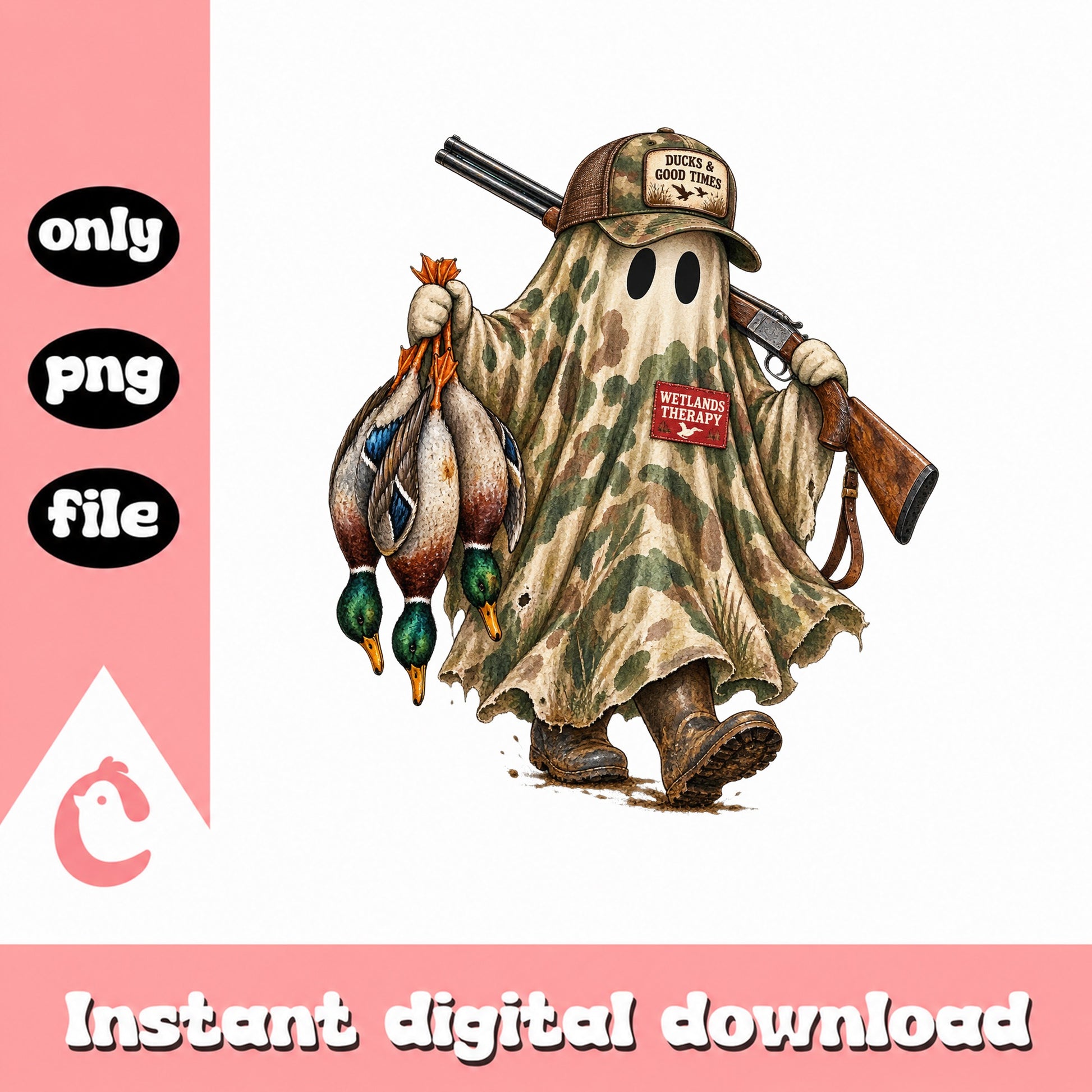Duck Hunting Ghost PNG, Ducks Good Times Camo Hunter, PNG