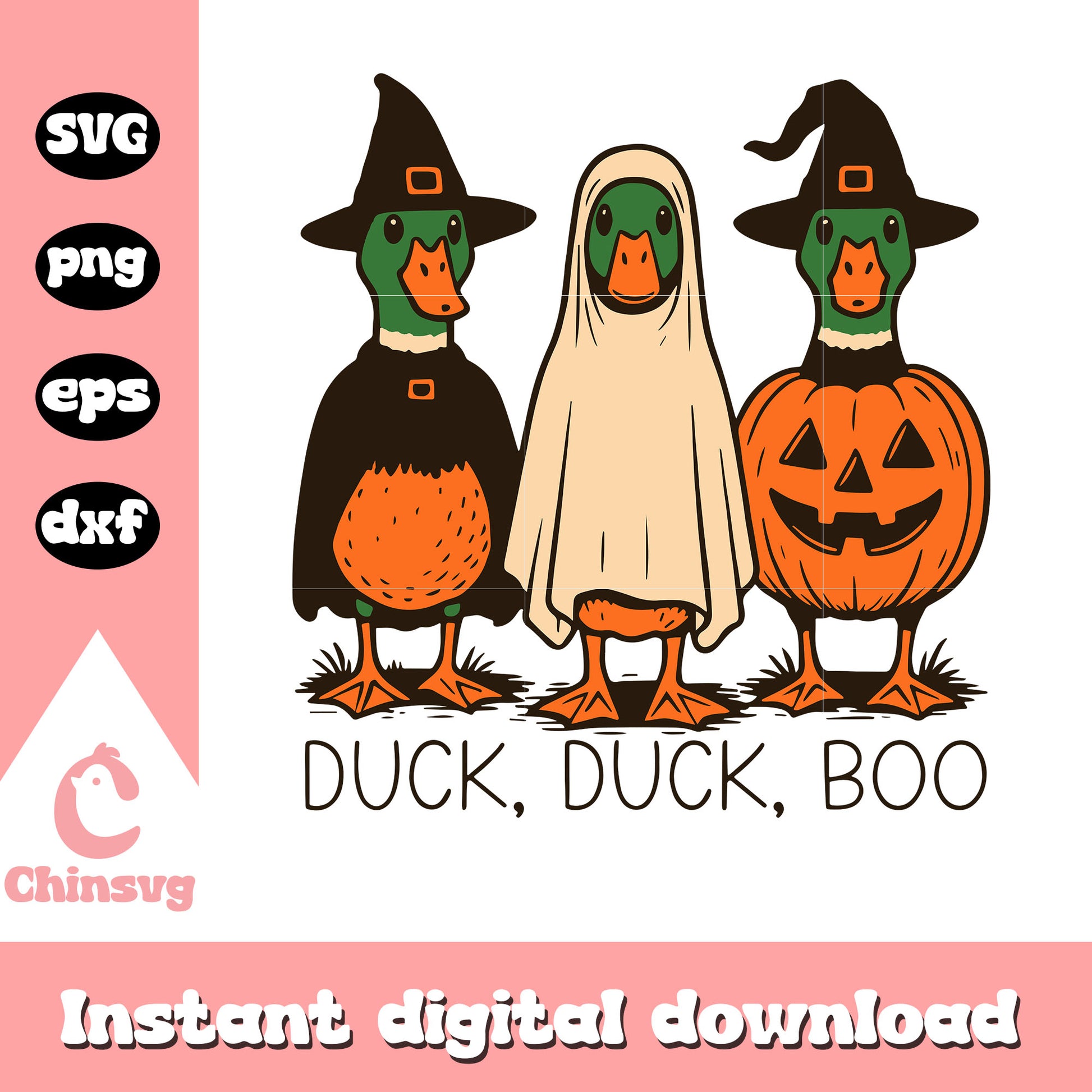 Duck duck boo hallowen design svg