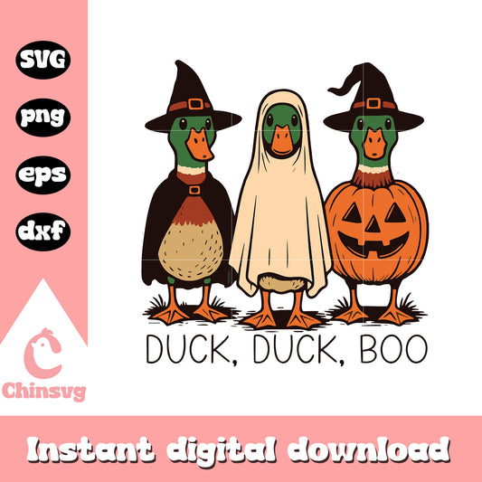 Duck duck boo halloween design svg, duck halloween svg, halloween funny svg 