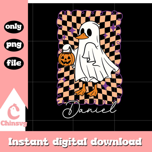 Duck ghost pumpkin daniel checkered png, Duck ghost pumpkin png