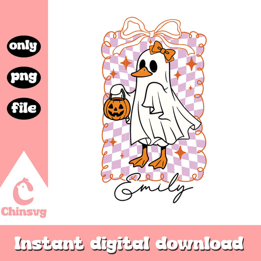 Duck ghost pumpkin emily checkered png, ghost bow tie pumpkin png