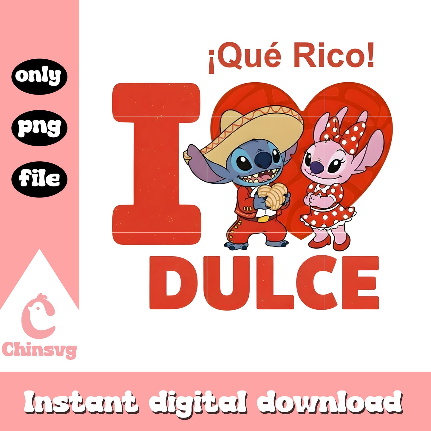 Dulce red hearts couple png, stitch valentines day​​ png