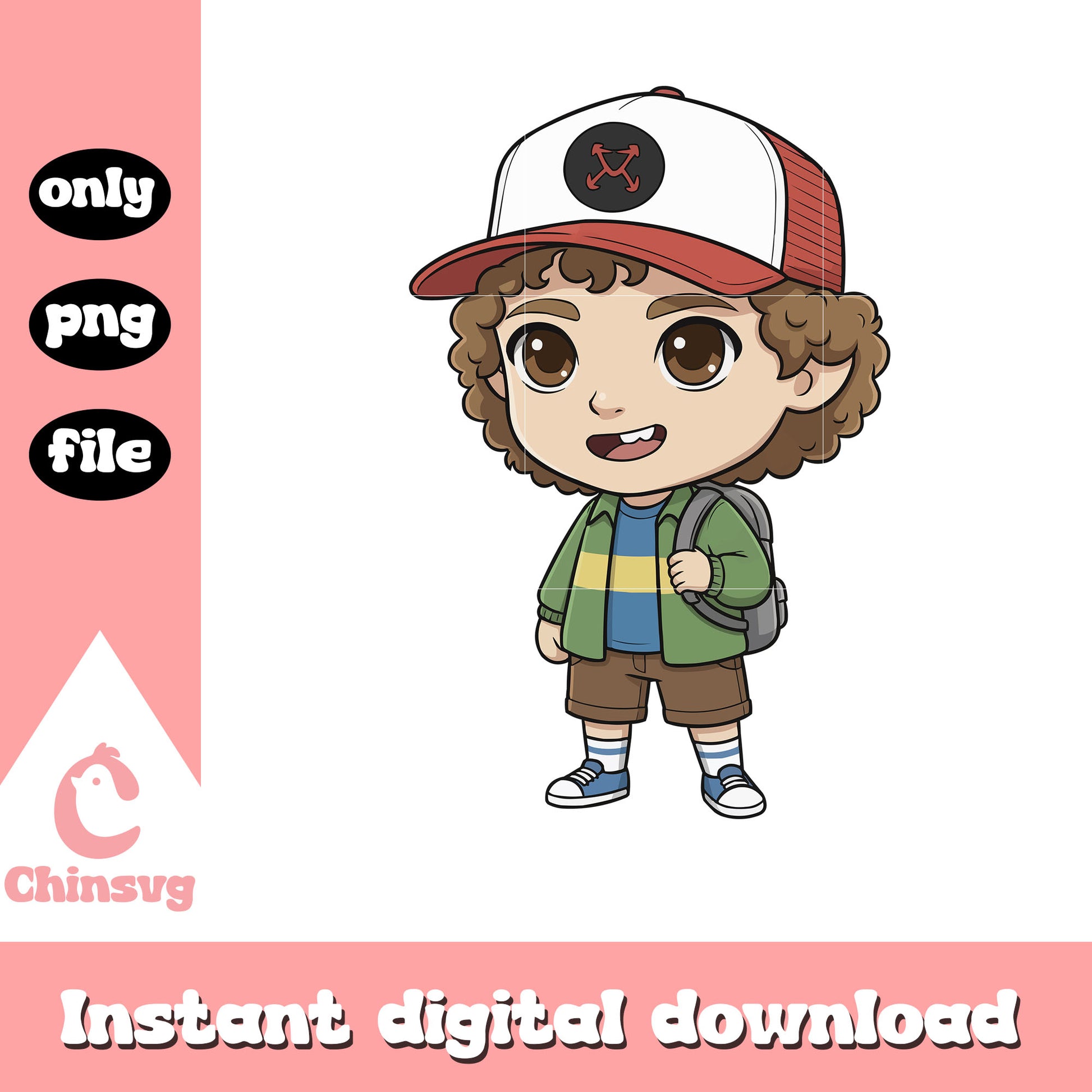 Dustin henderson character chibi png, stranger things movie png
