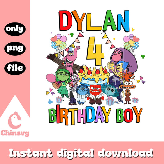 Dylan inside out birthday boy 4th png, inside out 2​ png