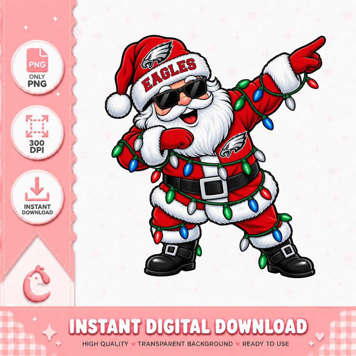 Eagles Santa Claus Dabbing PNG, Christmas Eagles Fan, Holiday PNG