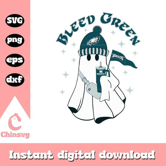 Eagles ghost stanley tumbler svg, Philadelphia Eagles svg, ghost svg