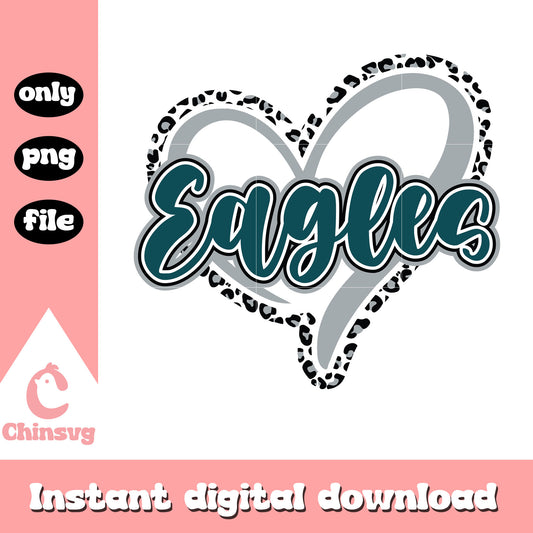 Eagles heart leopard pattern design svg, Philadelphia Eagles logo svg