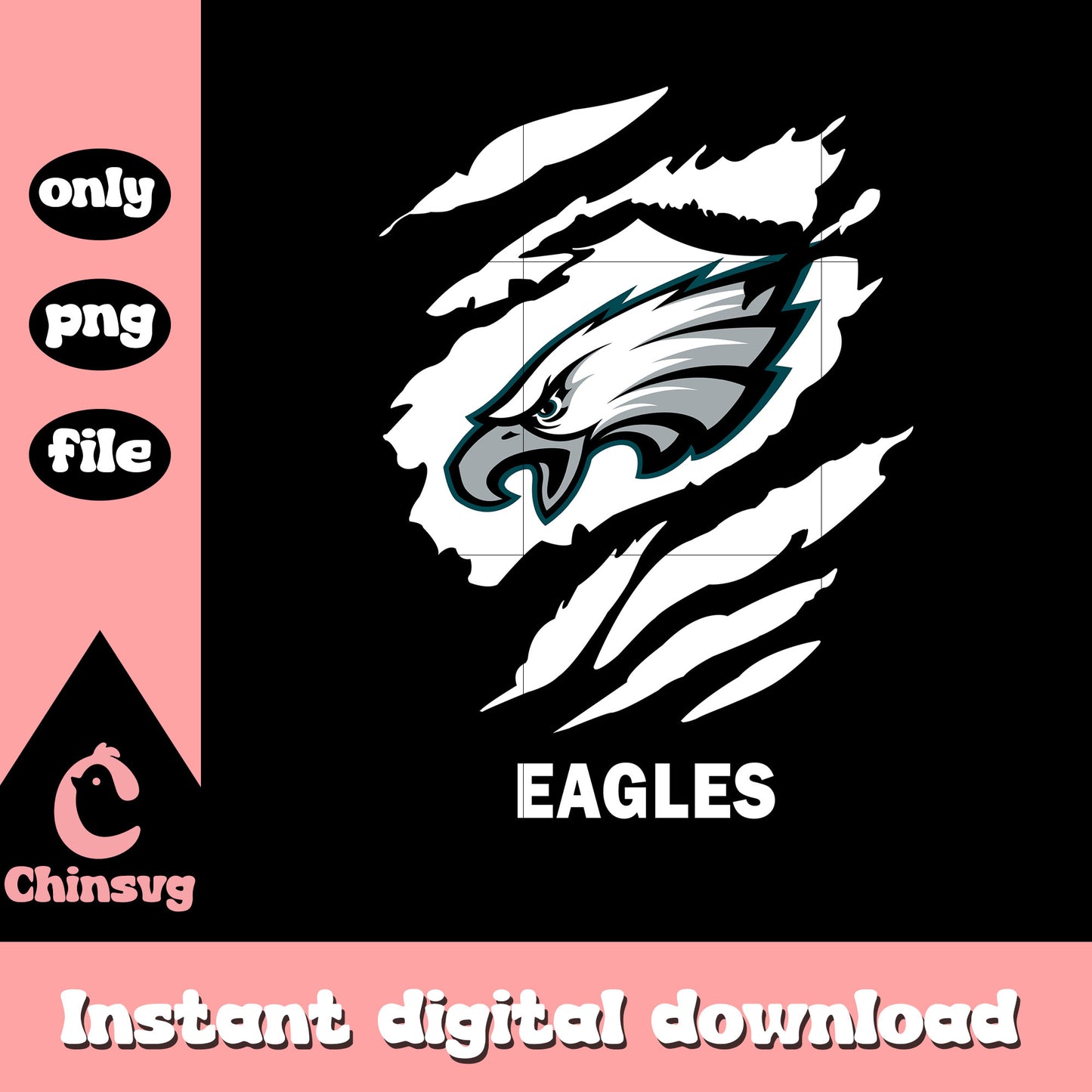 Eagles logo white paint png, nfl philadelphia eagles​ png