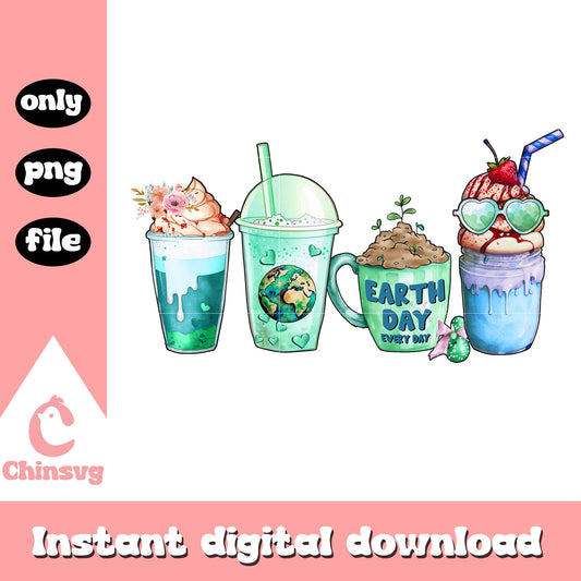Earth day drinks design png, happy earth day png, coffee cup png